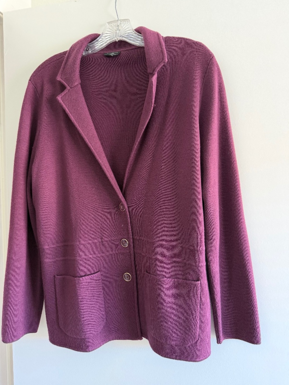 Talbots Pure Merino Wool Sweater Blazer in Maroon